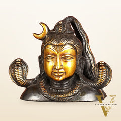 Brass Shiva Bust Face Idol - 4-inch (black antique)