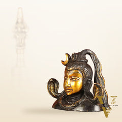 Brass Shiva Bust Face Idol - 4-inch (black antique)