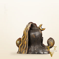 Brass Shiva Bust Face Idol - 4-inch (black antique)