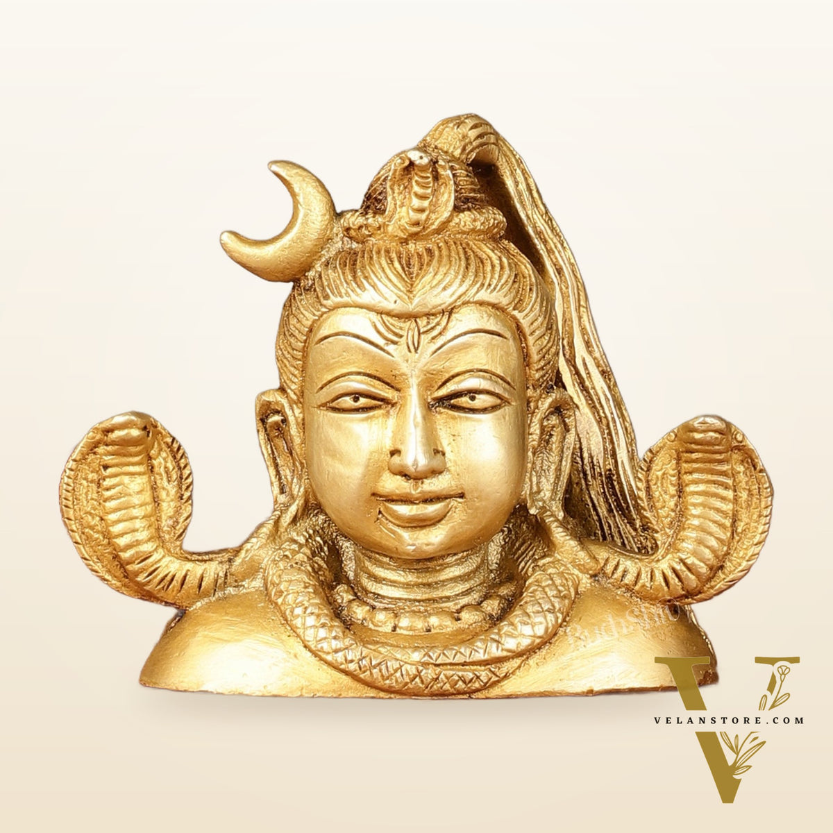 Brass Shiva Bust Face Idol - 4-inch