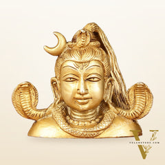 Brass Shiva Bust Face Idol - 4-inch