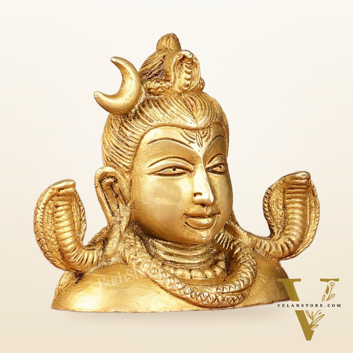 Brass Shiva Bust Face Idol - 4-inch