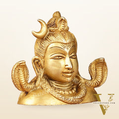 Brass Shiva Bust Face Idol - 4-inch