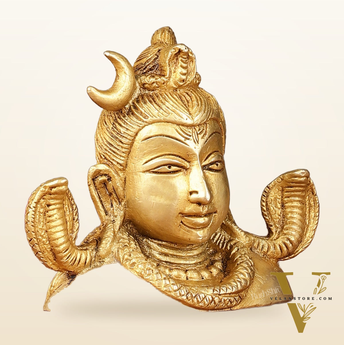 Brass Shiva Bust Face Idol - 4-inch
