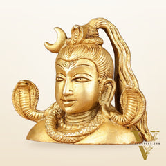 Brass Shiva Bust Face Idol - 4-inch