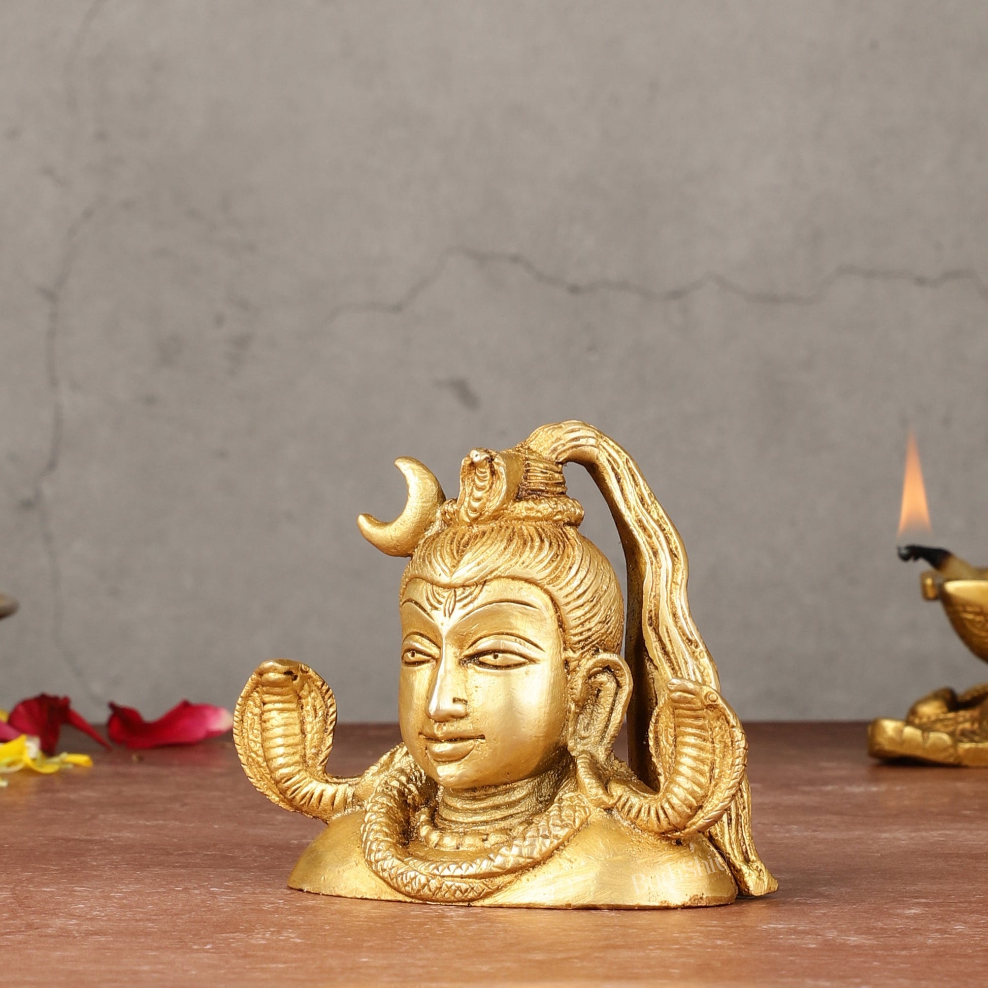 Brass Shiva Bust Face Idol - 4-inch