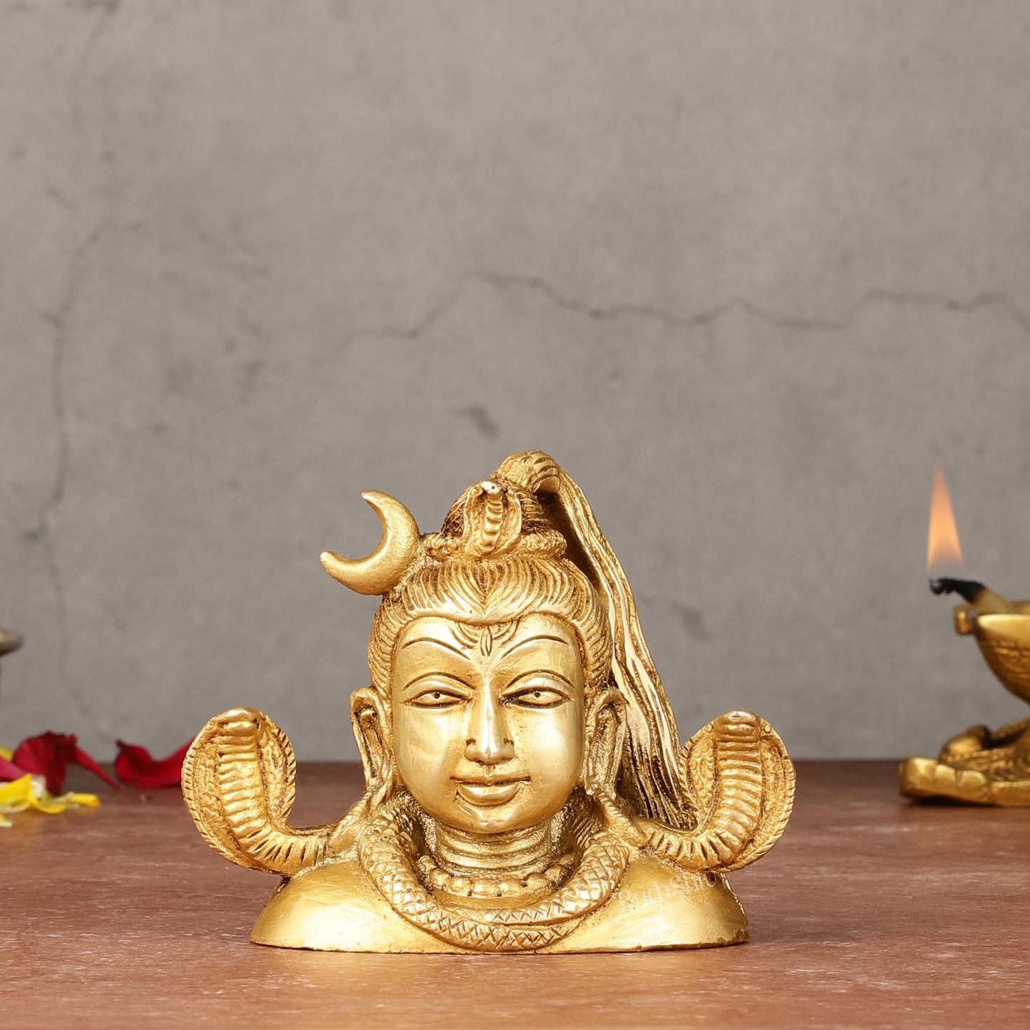 Brass Shiva Bust Face Idol - 4-inch