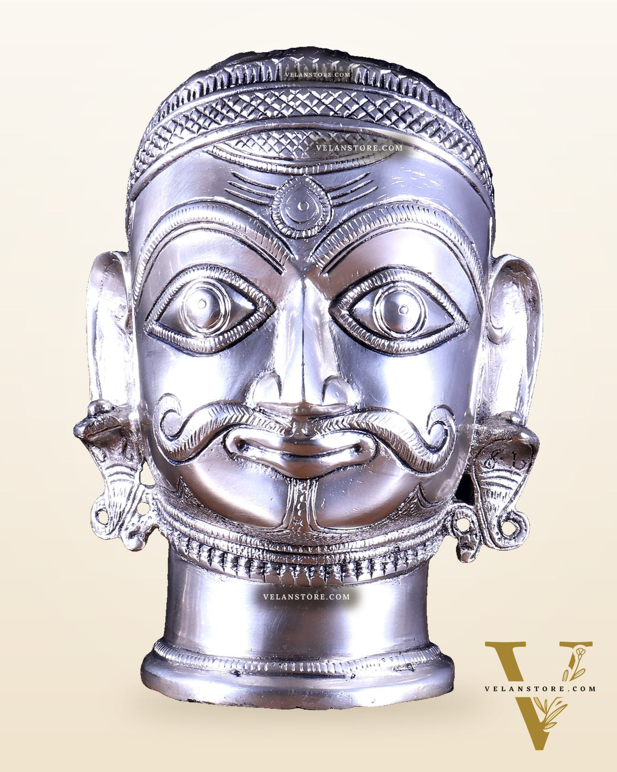 Brass Shiva face mukhlingam 7.5" silver plated