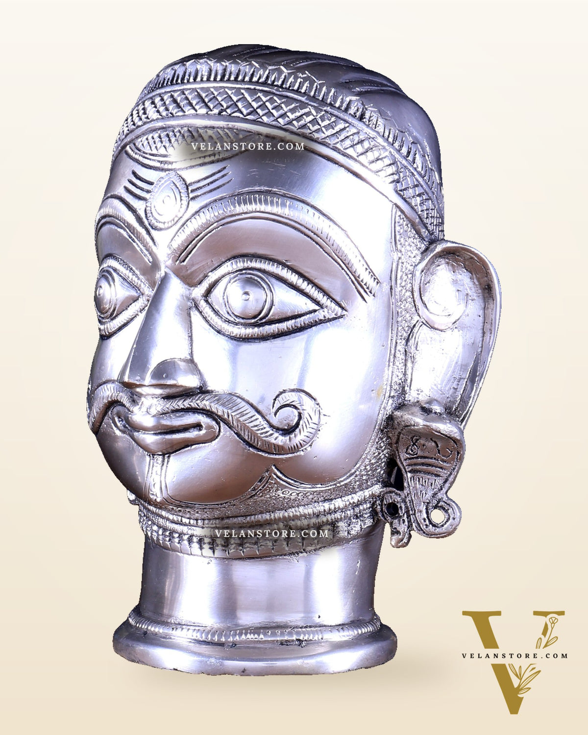 Brass Shiva face mukhlingam 7.5" silver plated