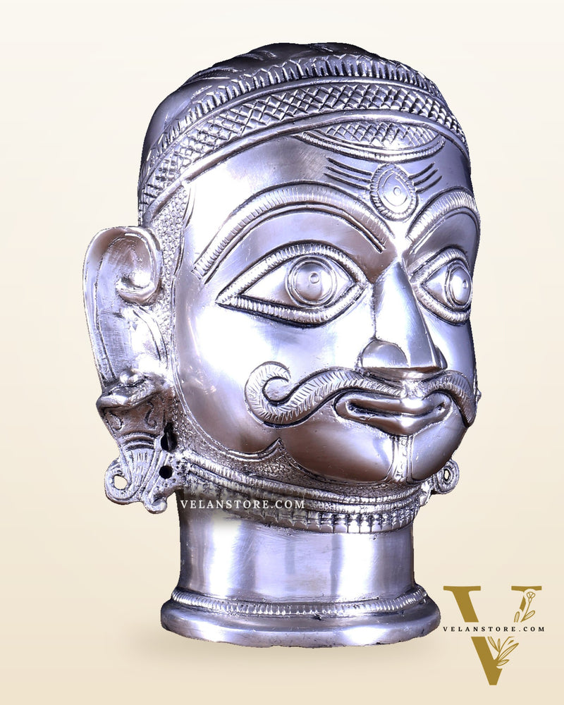 Brass Shiva face mukhlingam 7.5" silver plated