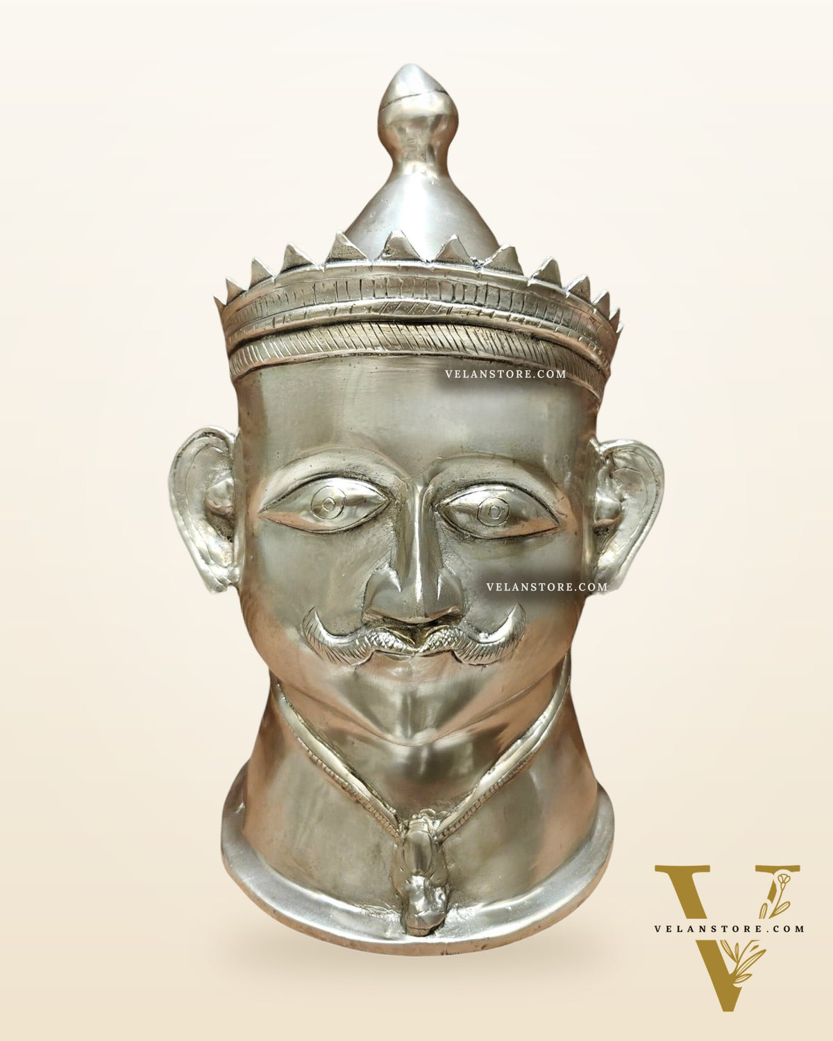 Brass Shiva Face Mukhlingam statue 13.5" silver plated