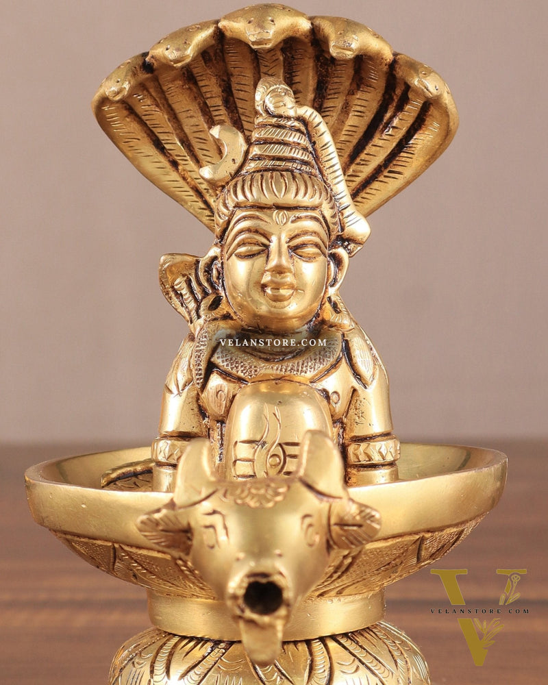 Brass Shiva Lingam with Shiva Face | 5.5" Height