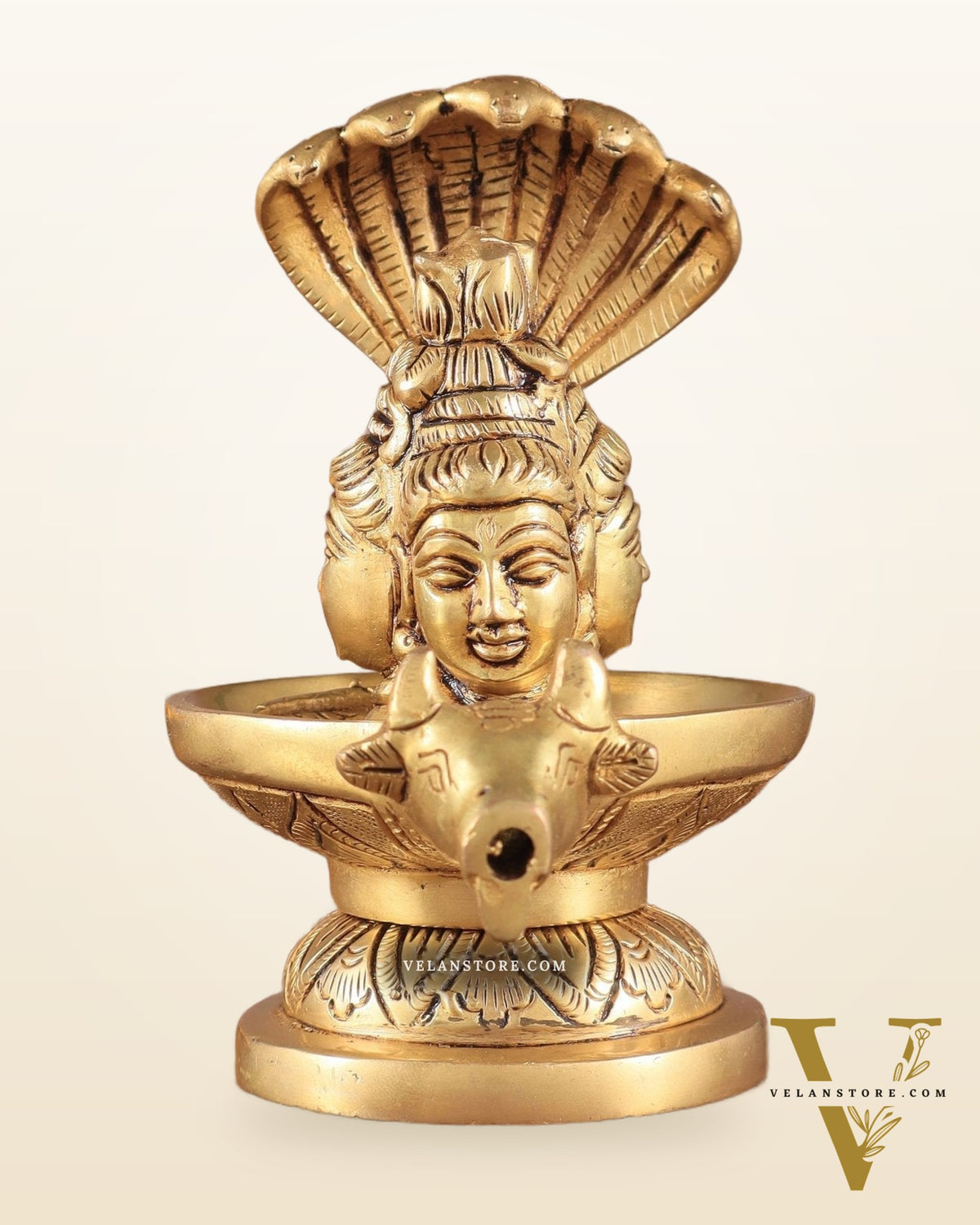 Brass Shiva Lingam with Shiva Faces | 5.5" Height | Spiritual Fusion