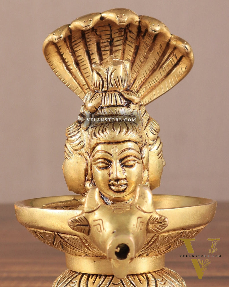 Brass Shiva Lingam with Shiva Faces | 5.5" Height | Spiritual Fusion