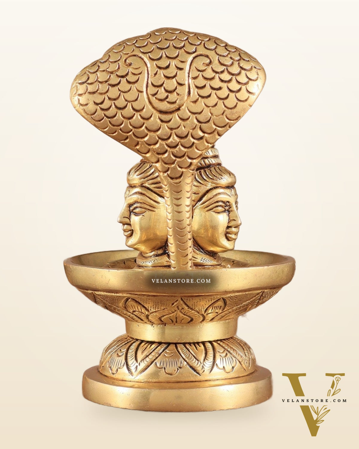 Brass Shiva Lingam with Shiva Faces | 5.5" Height | Spiritual Fusion