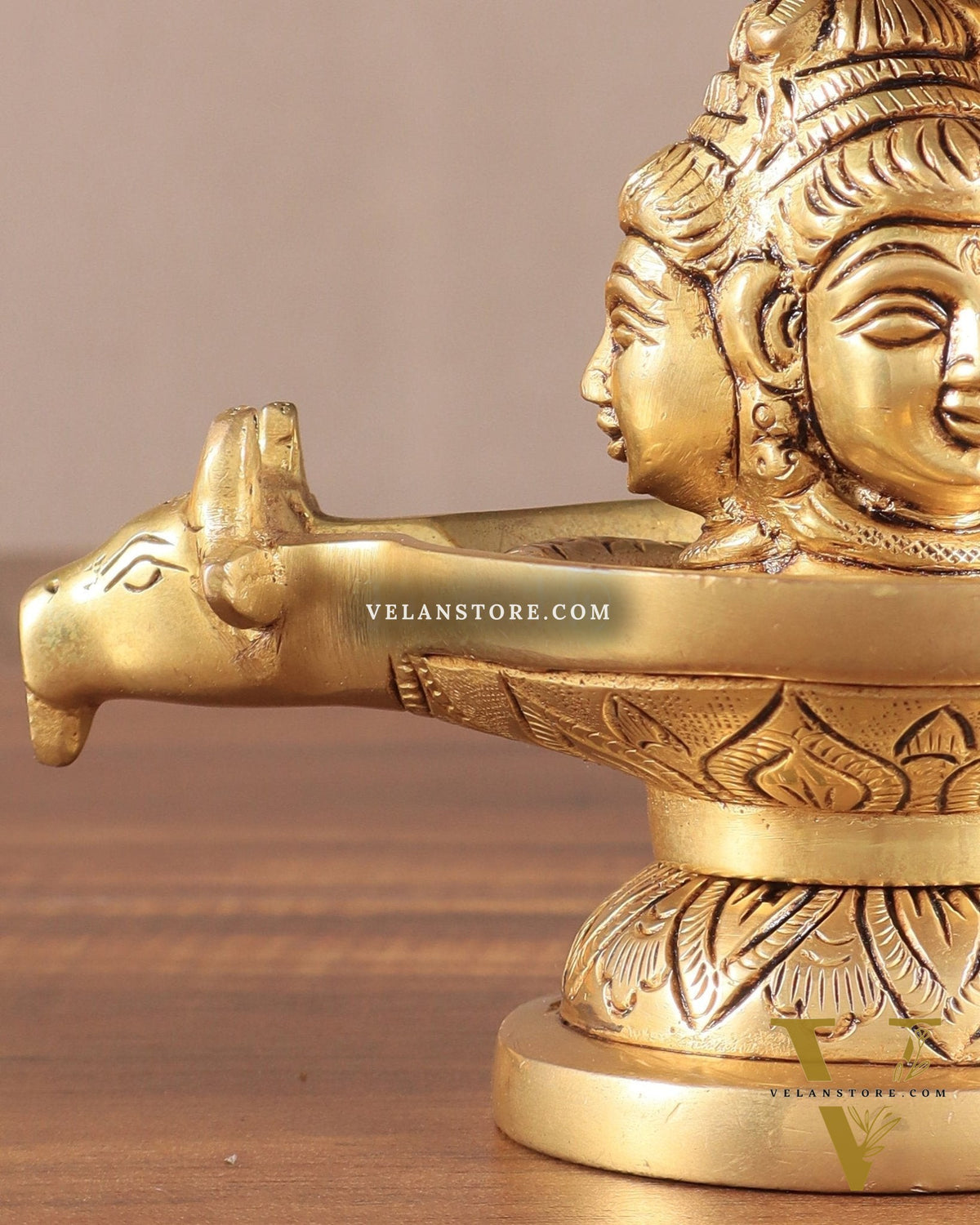 Brass Shiva Lingam with Shiva Faces | 5.5" Height | Spiritual Fusion