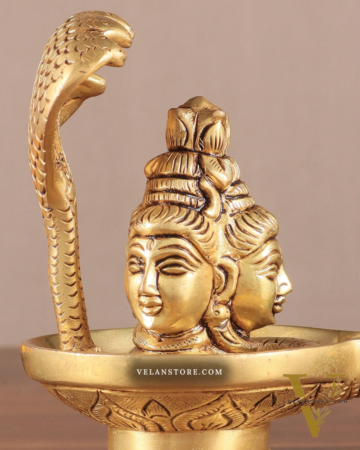 Brass Shiva Lingam with Shiva Faces | 5.5" Height | Spiritual Fusion