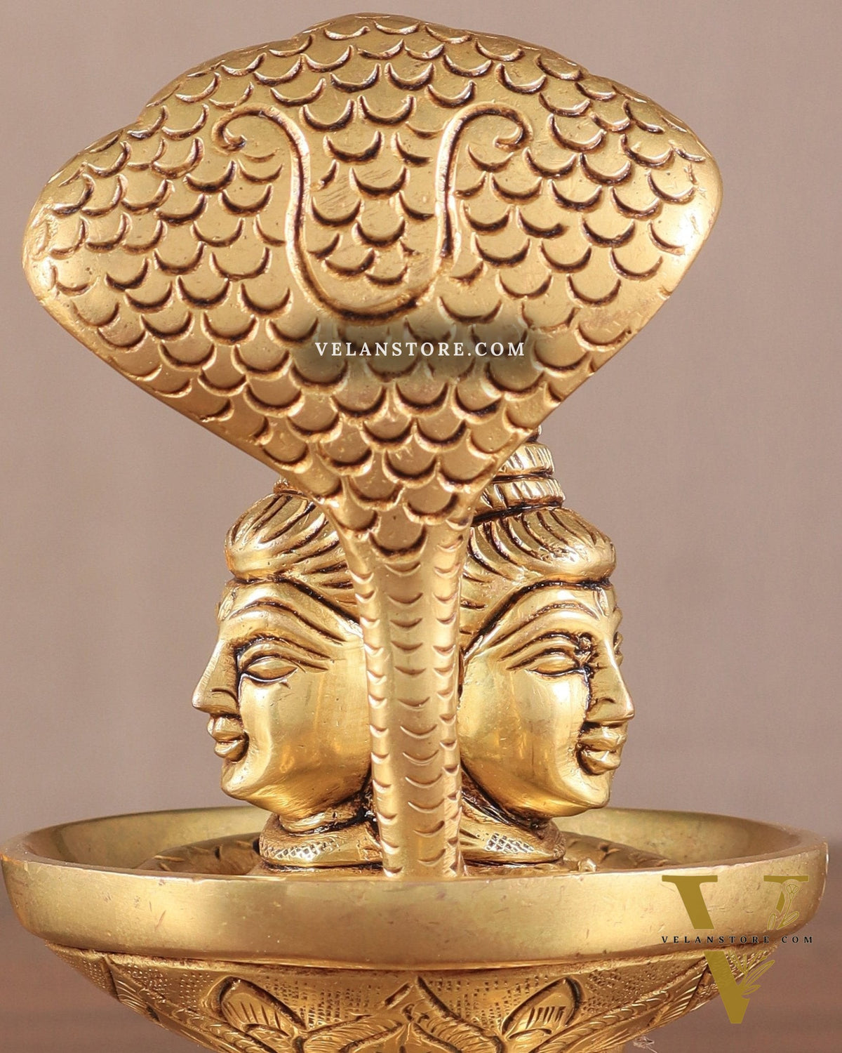 Brass Shiva Lingam with Shiva Faces | 5.5" Height | Spiritual Fusion