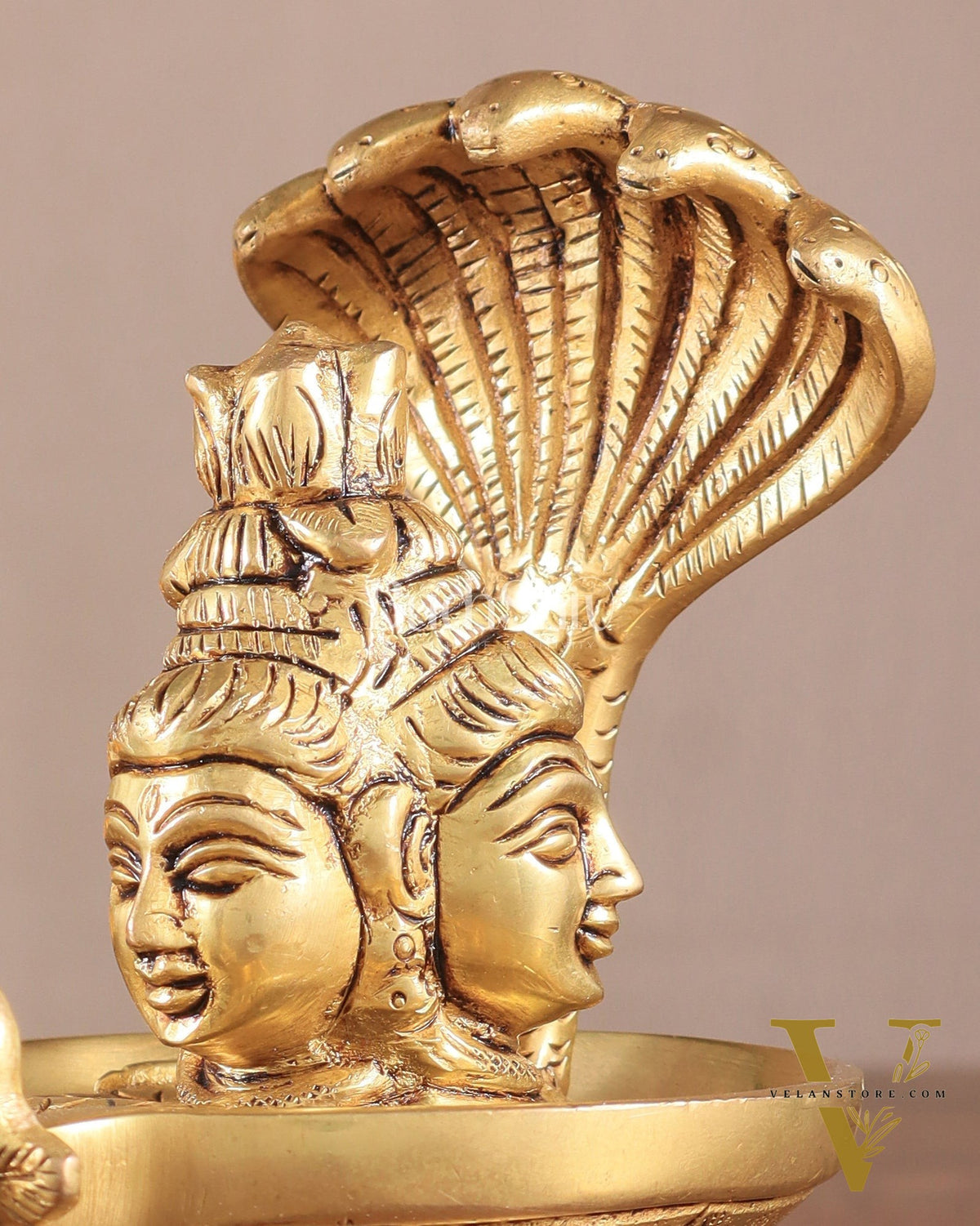 Brass Shiva Lingam with Shiva Faces | 5.5" Height | Spiritual Fusion