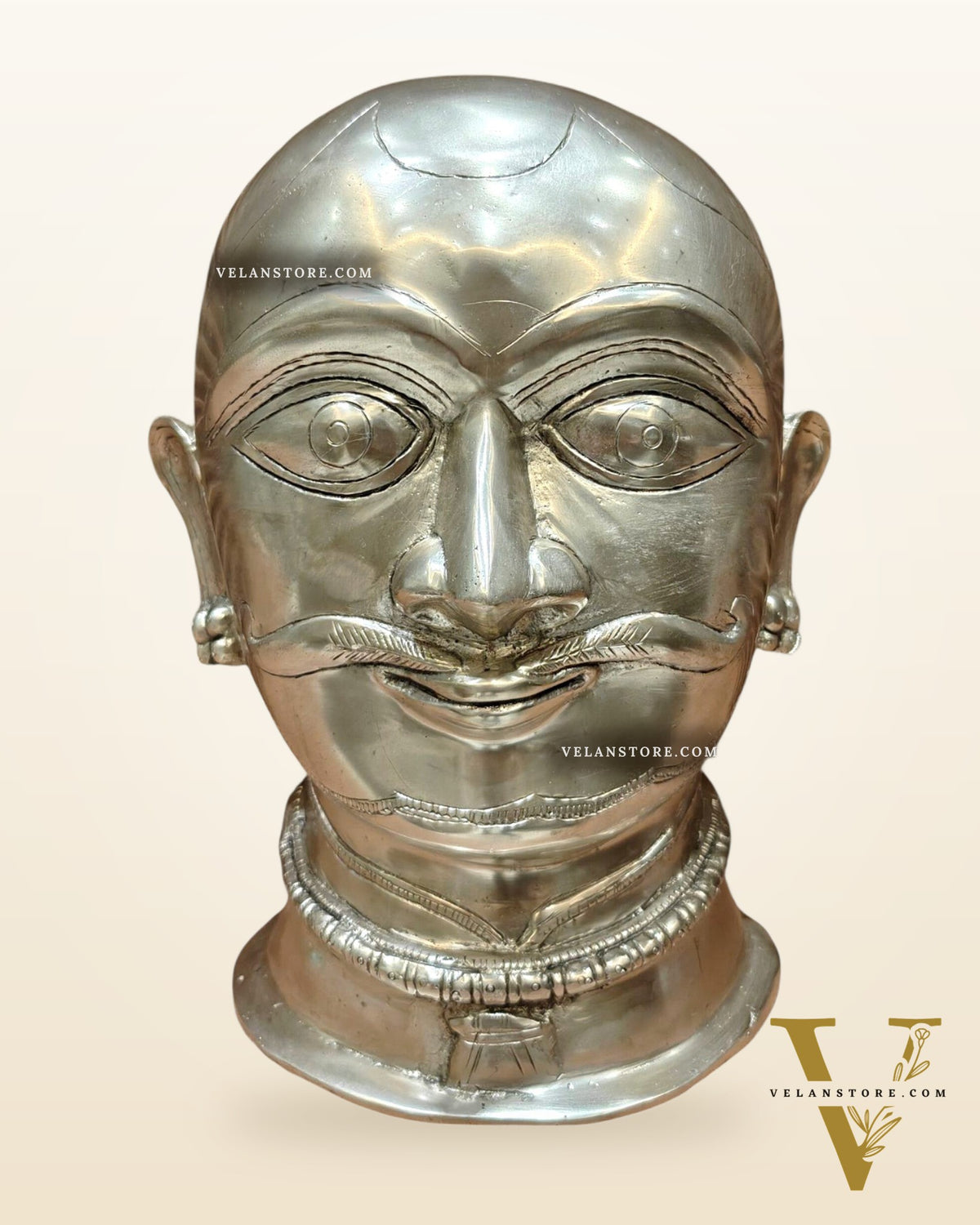 Brass Shiva Mukhalingam Face Statue silver plated 10 inch