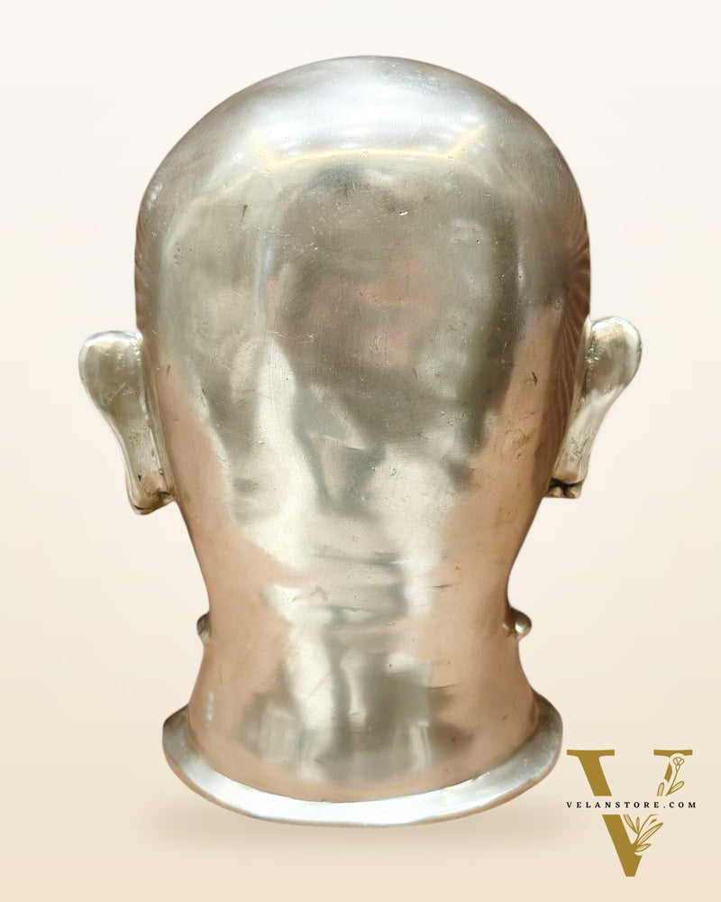 Brass Shiva Mukhalingam Face Statue silver plated 10 inch