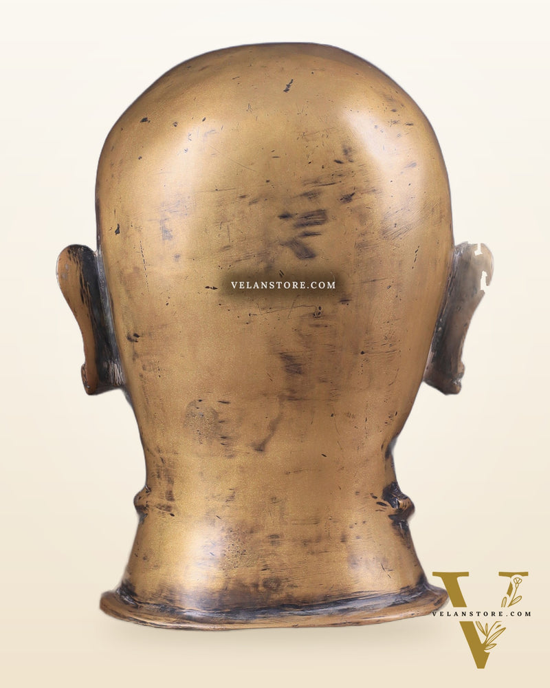 Brass Shiva Mukhalingam Face Statue - Vintage Finish 10"