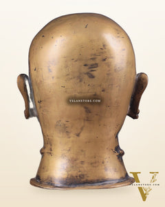 Brass Shiva Mukhalingam Face Statue - Vintage Finish 10"
