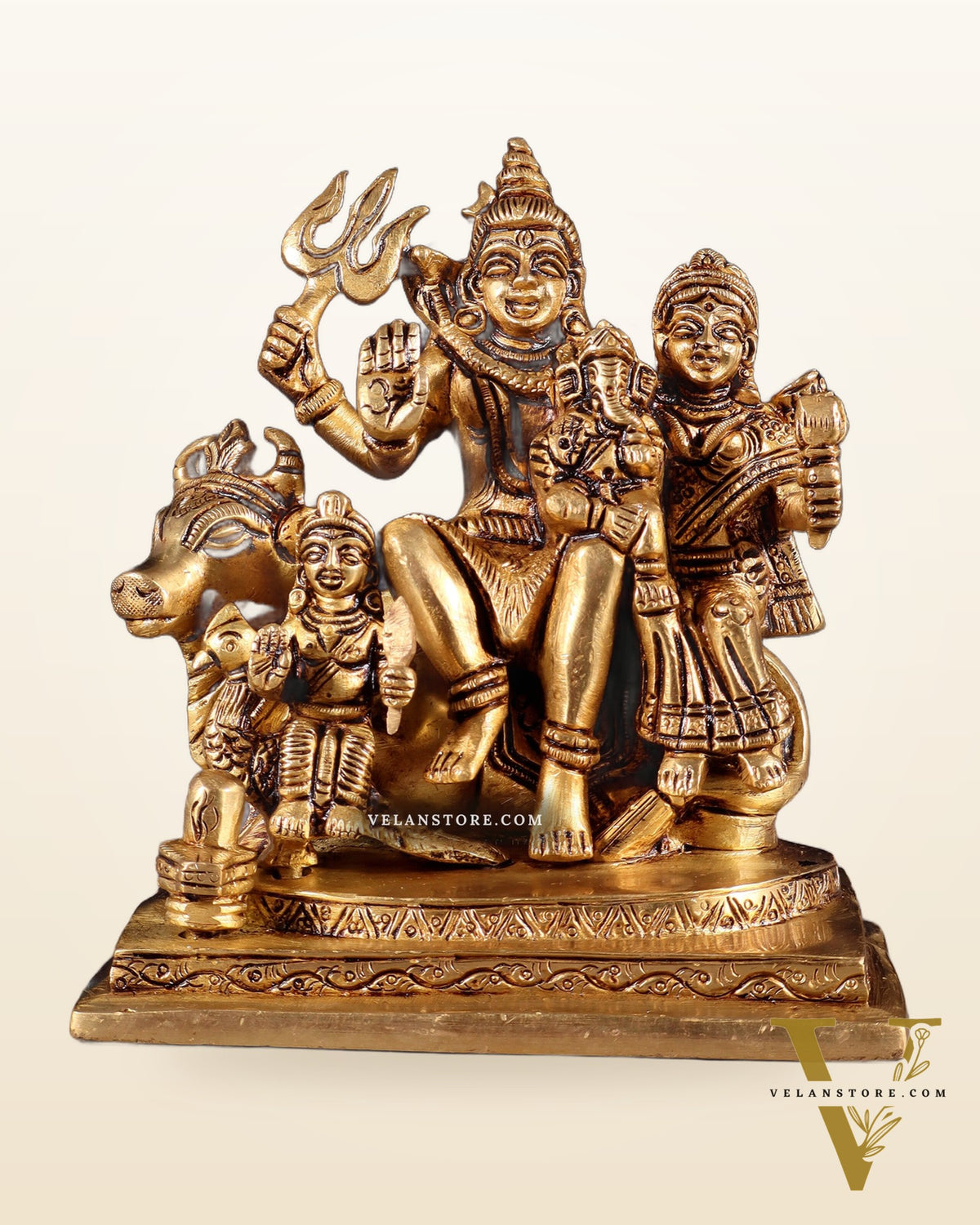 Brass Shiva Parivar Statue - | 6" Height