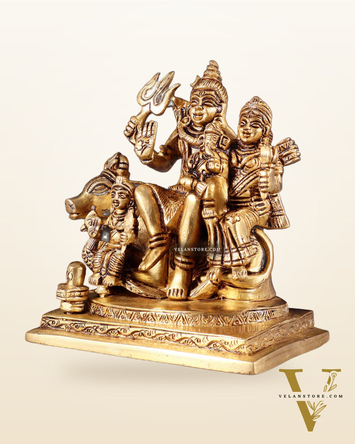 Brass Shiva Parivar Statue - | 6" Height