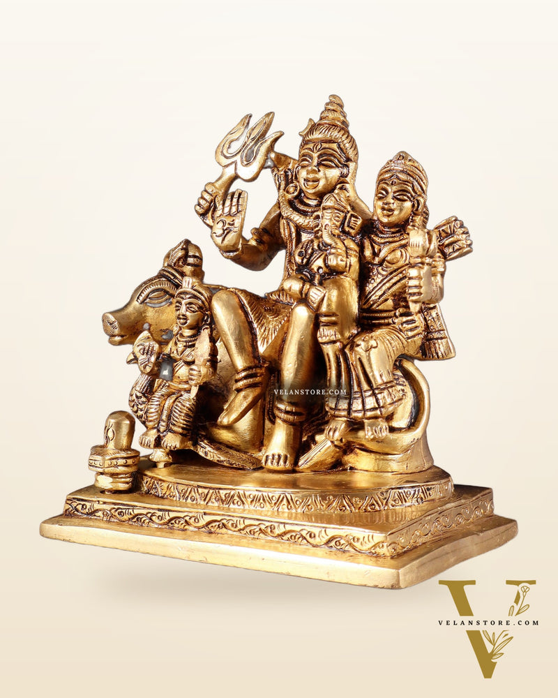 Brass Shiva Parivar Statue - | 6" Height