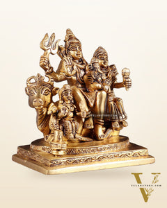 Brass Shiva Parivar Statue - | 6" Height