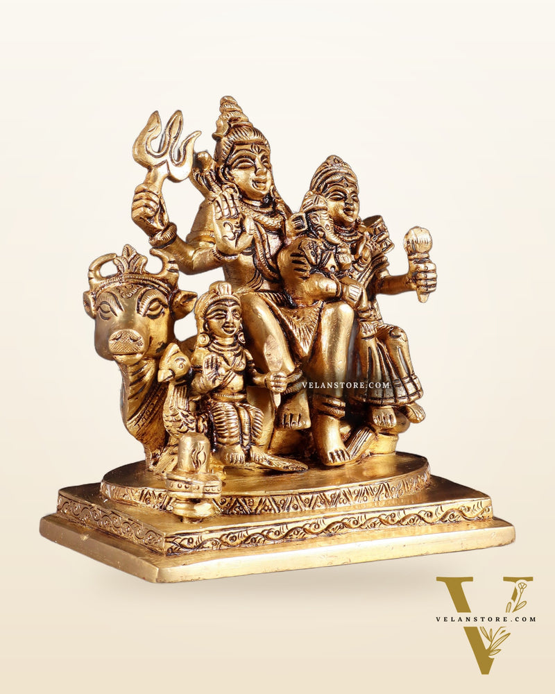 Brass Shiva Parivar Statue - | 6" Height