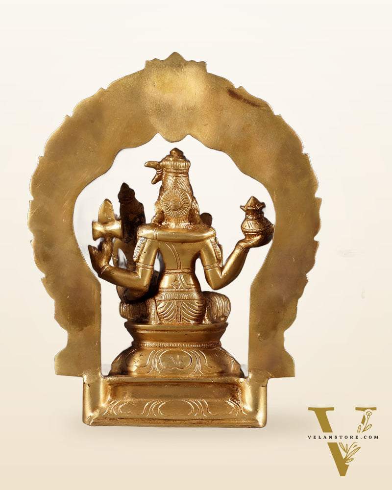 Brass Shiva Parvati Idol with Frame | 10 inch