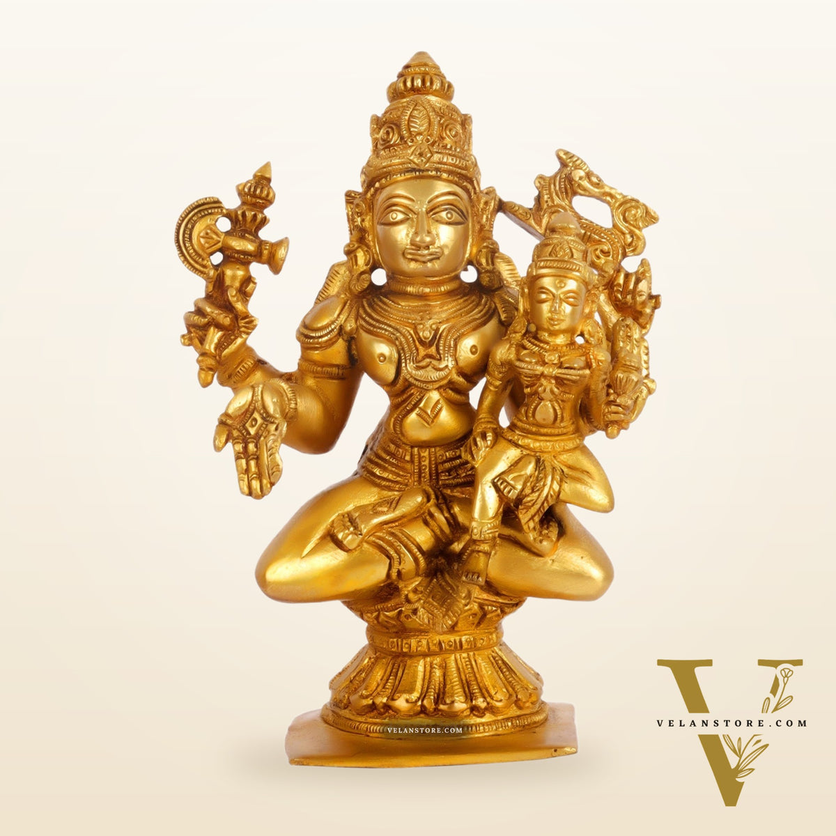 Brass Shiva Pashupatinath and Parvati on lap 7"