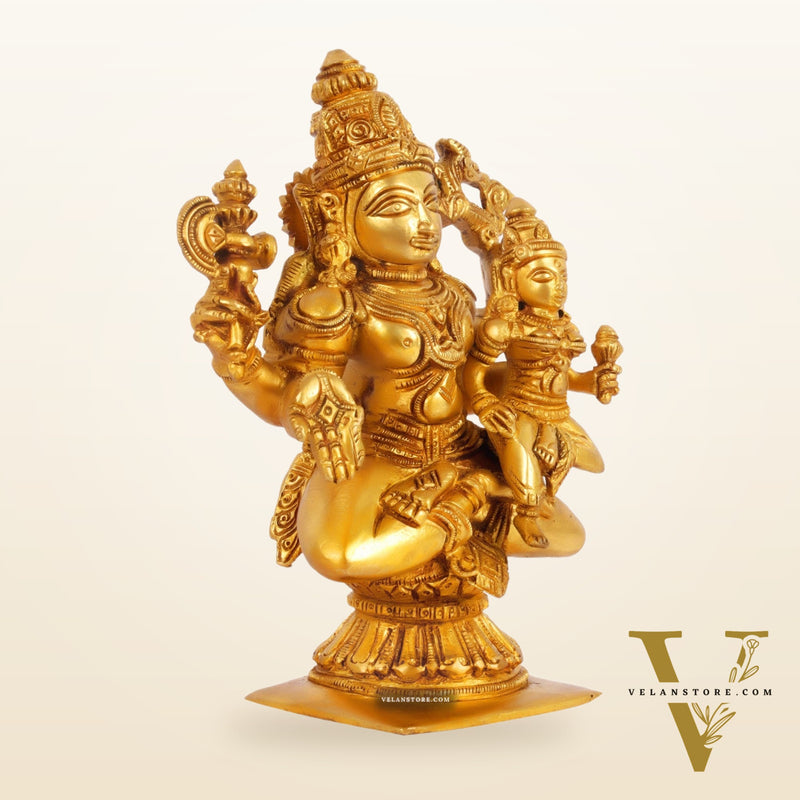 Brass Shiva Pashupatinath and Parvati on lap 7"