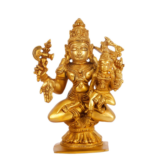 Brass Shiva Pashupatinath and Parvati on lap 7"