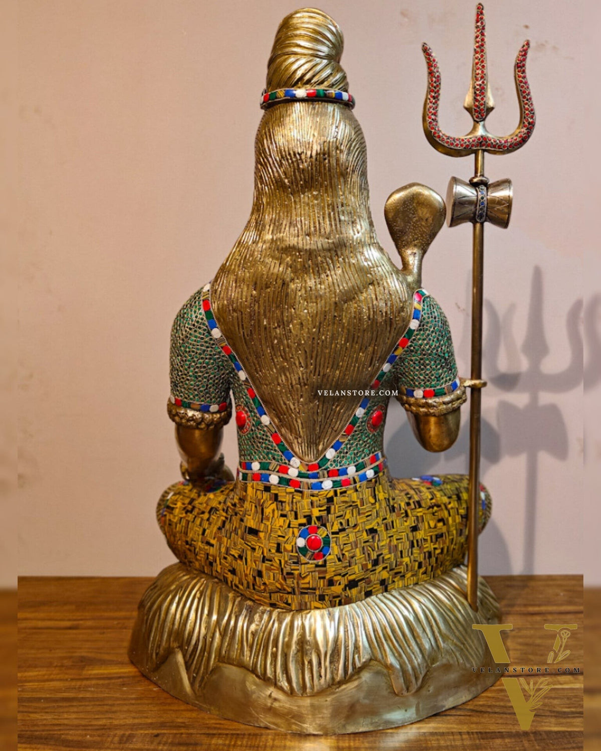 Brass Shiva statue 3 feet 35 inches with stonework