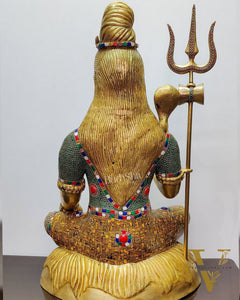 Brass Shiva statue 3 feet 35 inches with stonework