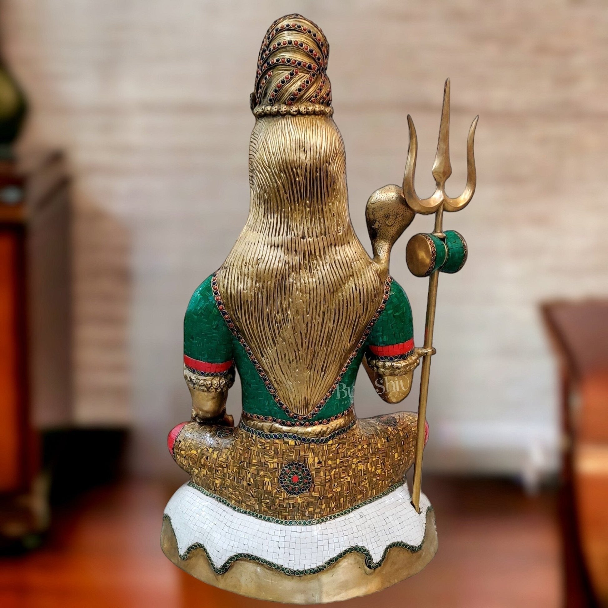 Brass Shiva statue 3 feet 35 inches with stonework