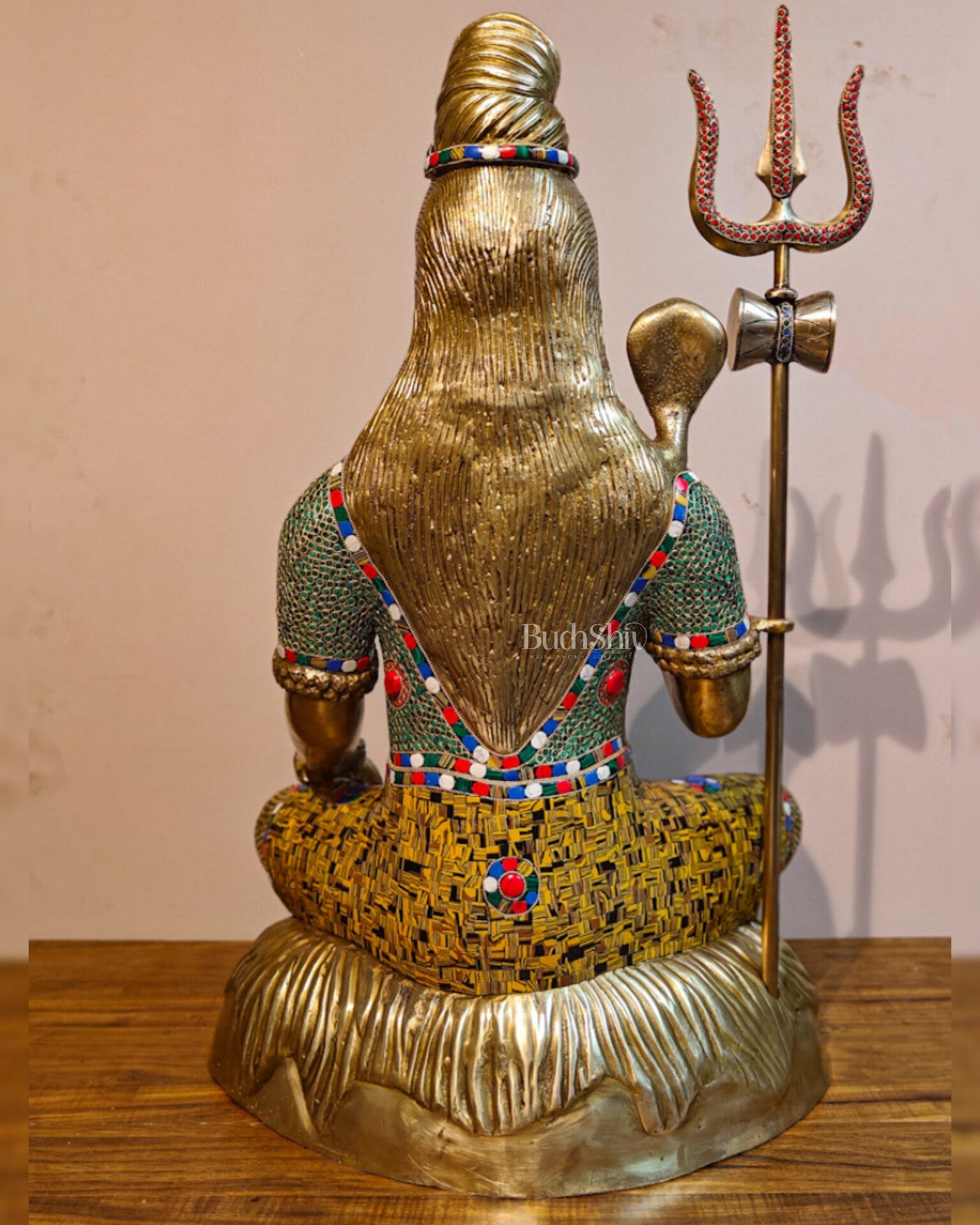 Brass Shiva statue 3 feet 35 inches with stonework