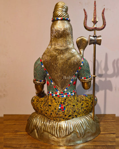 Brass Shiva statue 3 feet 35 inches with stonework