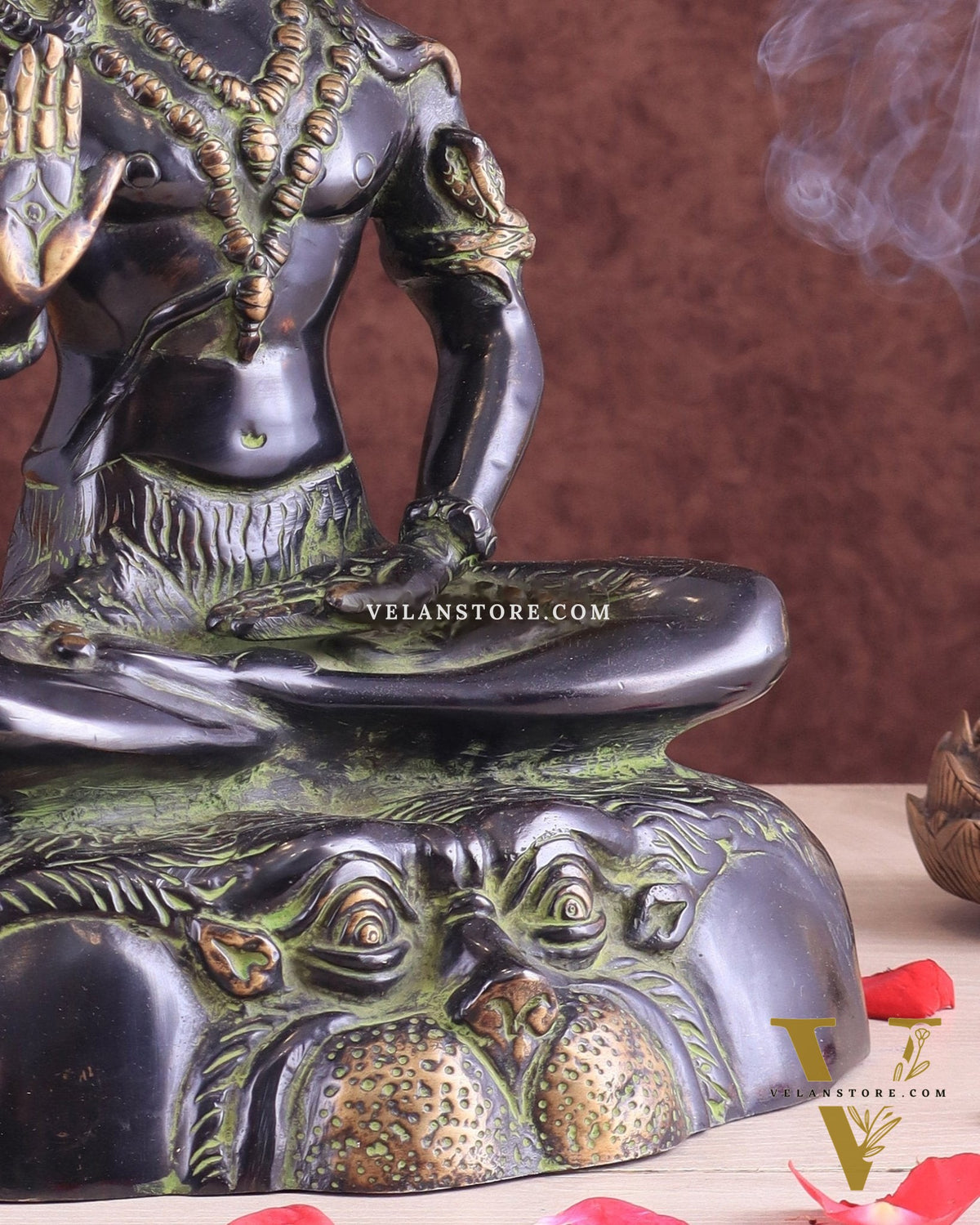 Brass Shiva Statue Duel tone black and green 13"