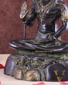Brass Shiva Statue Duel tone black and green 13"