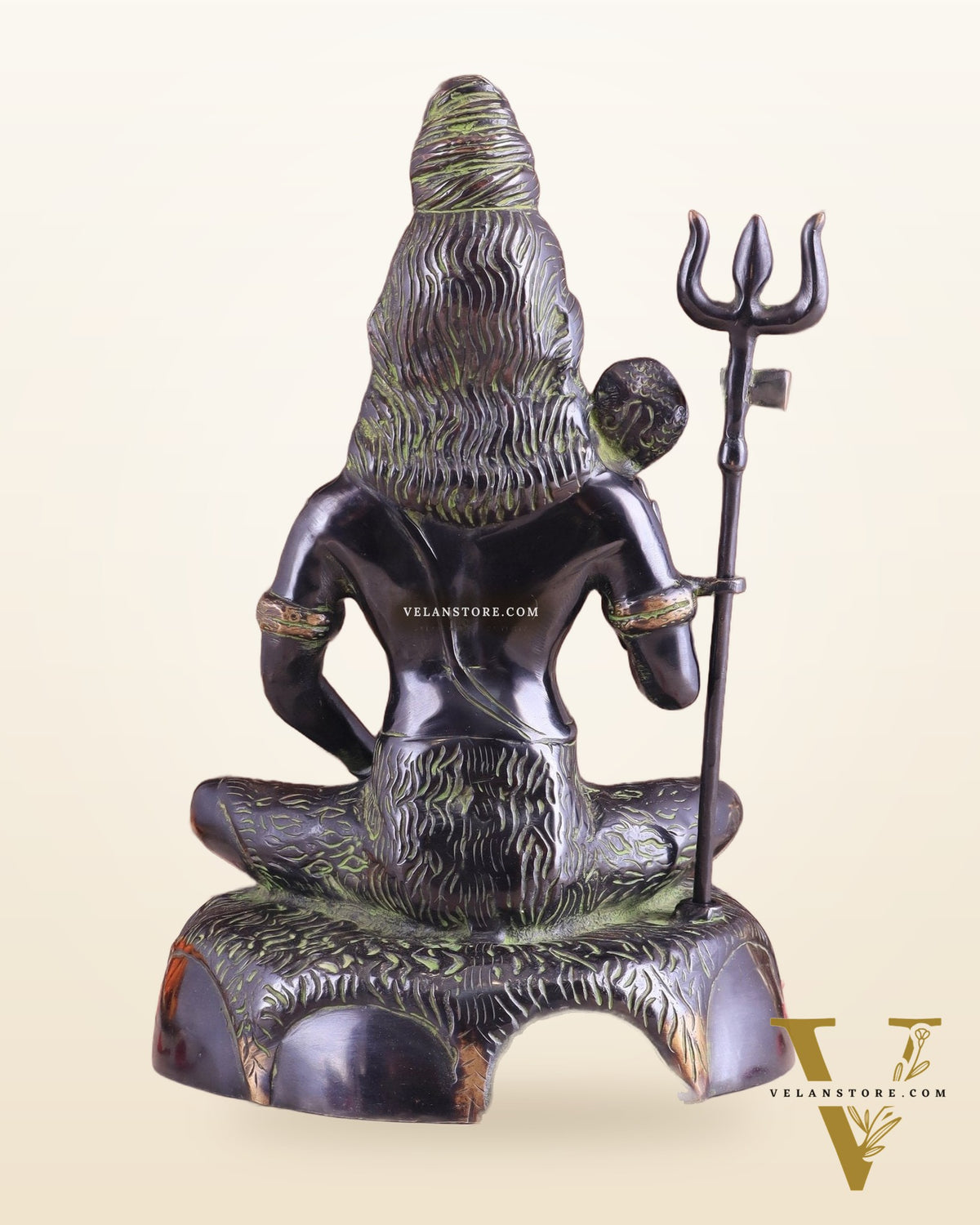 Brass Shiva Statue Duel tone black and green 13"
