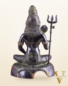 Brass Shiva Statue Duel tone black and green 13"