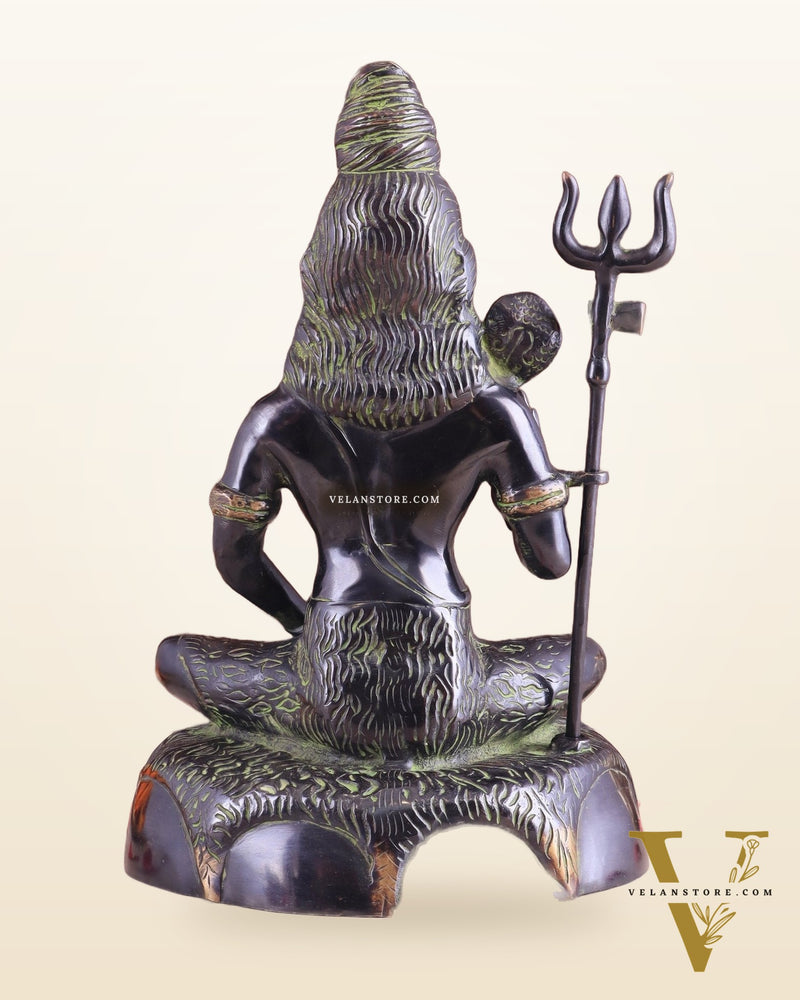 Brass Shiva Statue Duel tone black and green 13"
