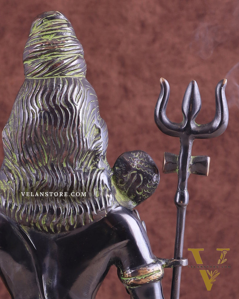 Brass Shiva Statue Duel tone black and green 13"