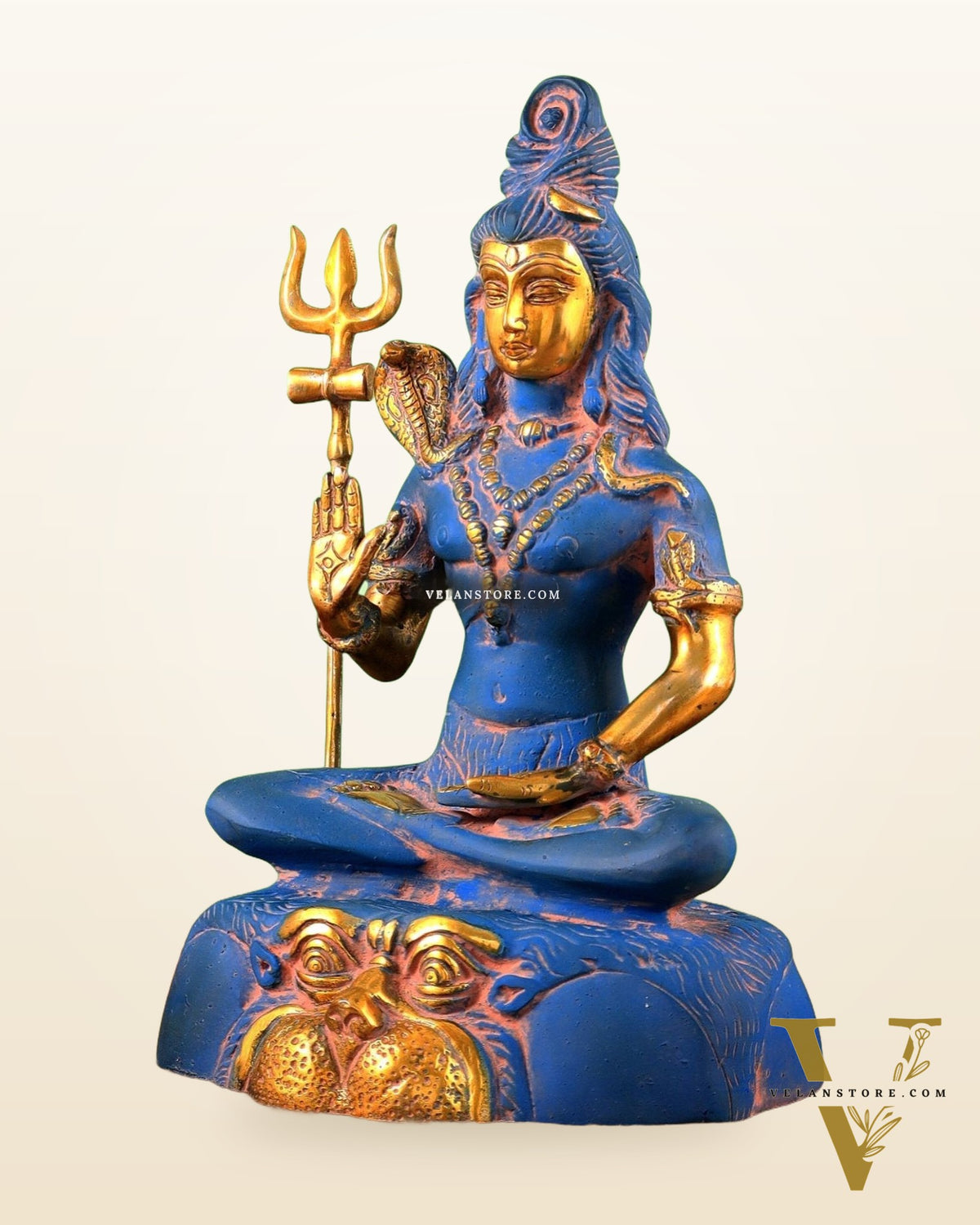 Brass Shiva Statue Duel tone blue sandfinish 13"