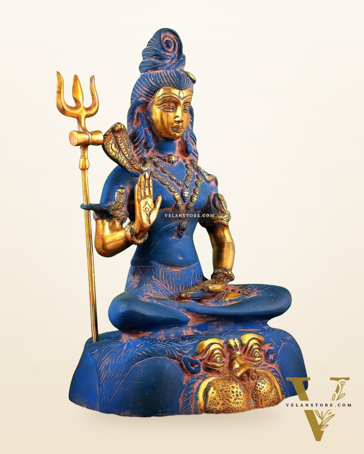 Brass Shiva Statue Duel tone blue sandfinish 13"
