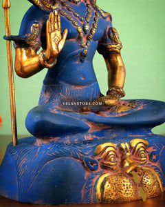 Brass Shiva Statue Duel tone blue sandfinish 13"